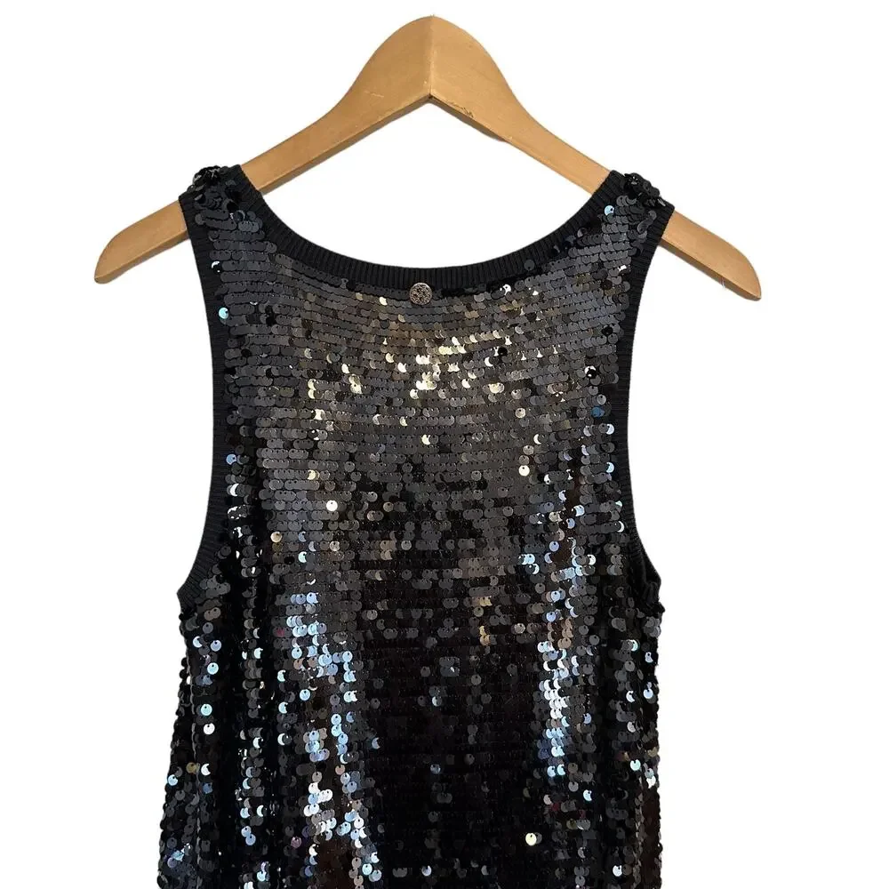 Michael Kors Black Sequin Mid Length Dress Size XS